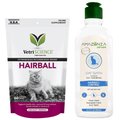 VetriScience Hairball Chicken Liver Flavored Soft Chews Hairball Control Supplement + Amazonia Bath Hairball Control Cat Shampoo, 16.9-oz bottle