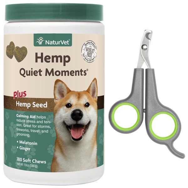 NaturVet Hemp Quiet Moments Soft Chews Calming Supplement for Dogs + Frisco Dog & Cat Nail Clippers slide 1 of 6