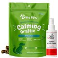 Zesty Paws Hemp Elements Calming OraStix Peppermint Flavored Dental Chews Calming Supplement for Dogs + Skout's Honor Probiotic Hot Spot Hydrogel, 4-oz bottle