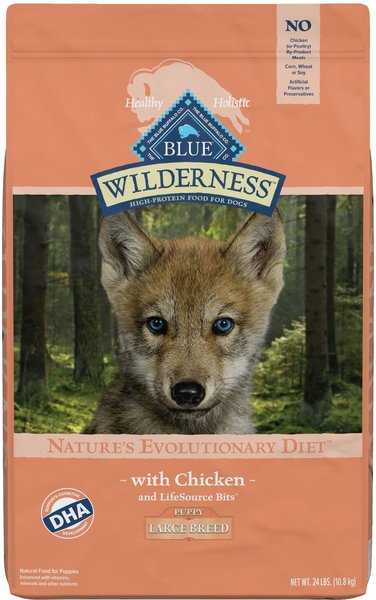 Blue Buffalo Wilderness Large Breed Puppy Chicken Recipe Grain-Free Dry Dog Food, 24-lb bag slide 1 of 10