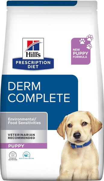 Hill's Prescription Diet Derm Complete Puppy Environmental/Food Sensitivities Rice & Egg Recipe Dry Dog Food, 14.3-lb bag slide 1 of 9