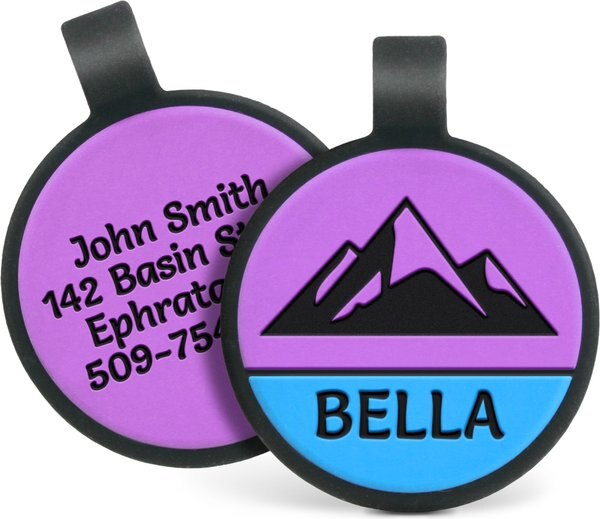 GoTags Mountain Design Silent Silicone Dog ID Tag, Purple slide 1 of 3