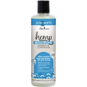 FURminator One Earth Hemp Hydrating Honey Scented 2-in-1 Moisturizing Dog Shampoo & Conditioner, Blue, 16-oz bottle