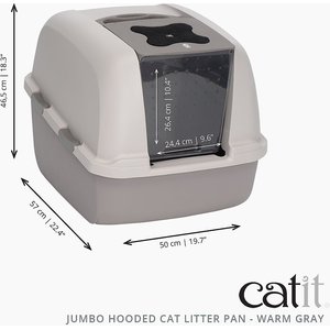 Catit Hooded Cat Pan, Grey, Jumbo