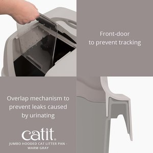 Catit Hooded Cat Pan, Grey, Jumbo