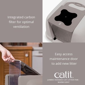 Catit Hooded Cat Pan, Grey, Jumbo