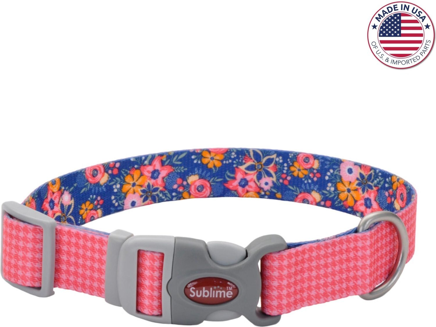 SUBLIME Adjustable Dog Collar, Pink Houndstooth, Small 812in neck, 3