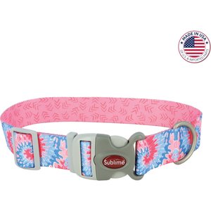 Sublime Adjustable Dog Collar, Pink Tie Dye with Pink Arrows, Small: 8-12-in neck, 3/4-in wide