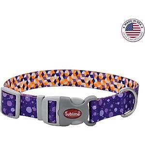 Sublime Adjustable Dog Collar, Purple Rain Drops, Small: 8-12-in neck, 3/4-in wide
