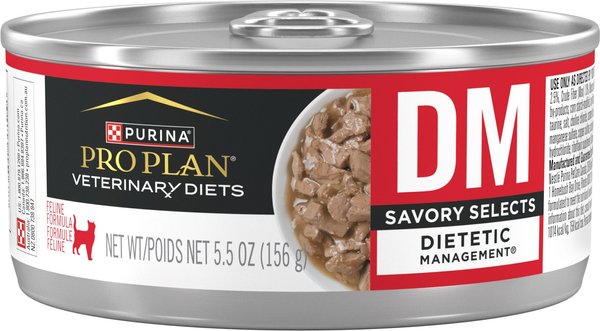 Purina Pro Plan Veterinary Diets DM Dietetic Management Savory Selects Wet Cat Food, 5.5-oz, case of 24 slide 1 of 11