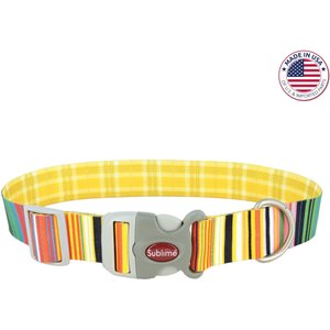 Sublime Adjustable Dog Collar, Sublime Stripe with Gold Plaid, Small: 8-12-in neck, 3/4-in wide