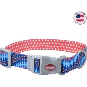 Sublime Adjustable Dog Collar, Blue Diamond Dots, Medium: 12-18-in neck, 1-in wide