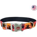 Sublime Adjustable Dog Collar, Sunset Palms with Black Grid, Medium: 12-18-in neck, 1-in wide