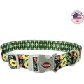 Sublime Adjustable Dog Collar, Sunflower with Green Argyle, Medium: 12-18-in neck, 1-in wide