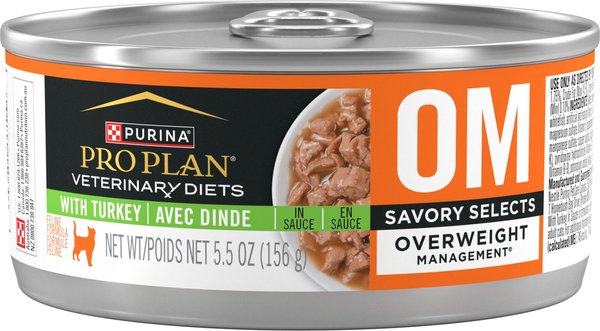 Purina Pro Plan Veterinary Diets OM Overweight Management Savory Selects Wet Cat Food, 5.5-oz, case of 24 slide 1 of 11
