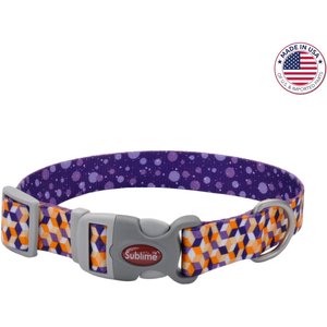 Sublime Adjustable Dog Collar, Purple Orange Cubes, Large: 18-26-in, 1 1/2-in wide