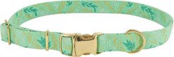 Accent Fashion Metallic Adjustable Dog Collar, Graceful Green Leaves, 8-12-in neck, 5/8-in wide