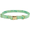 Accent Fashion Metallic Adjustable Dog Collar, Graceful Green Leaves, 8-12-in neck, 5/8-in wide