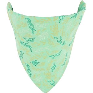 Accent Fashion Metallic Over the Collar Dog Bandana, Graceful Green Leaves