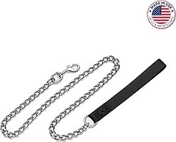 Titan Nylon Handle Chain Dog Leash, Black, 2-ft long, 4-mm wide
