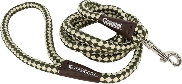 Water & Woods Braided Rope Snap Dog Leash, Green & White slide 1 of 1