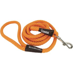 Water & Woods Braided Rope Snap Dog Leash, Safety Orange