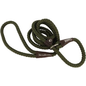 Water & Woods Braided Rope Slip Dog Leash, Green