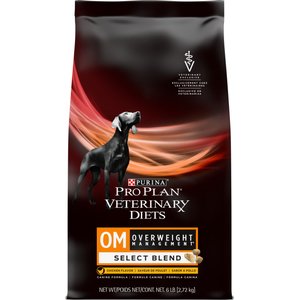 Purina Pro Plan Veterinary Diets OM Overweight Management Select Blend Chicken Flavor Dry Dog Food, 6-lb bag