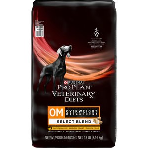 Purina Pro Plan Veterinary Diets OM Overweight Management Select Blend Chicken Flavor Dry Dog Food, 18-lb bag