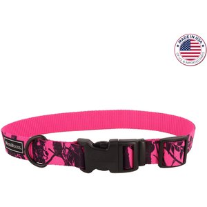 Water & Woods Blaze Adjustable Patterned Dog Collar, Neon Pink Tree, Medium: 14-20-in neck, 1-in wide