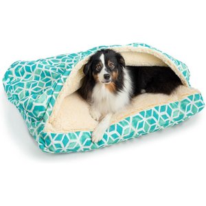 Snoozer Pet Products Rectangle Indoor & Outdoor Cozy Cave Dog & Cat Bed, Blue white, X-Large