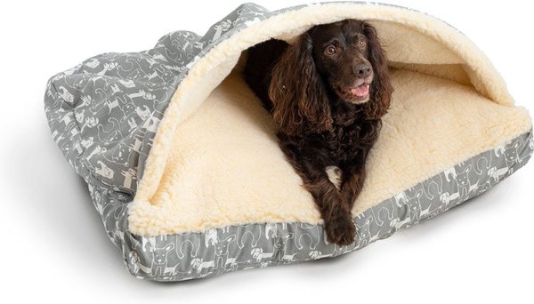 Snoozer Pet Products Rectangle Indoor & Outdoor Cozy Cave Dog & Cat Bed, Gray & White, Medium slide 1 of 2
