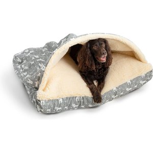 Snoozer Pet Products Rectangle Indoor & Outdoor Cozy Cave Dog & Cat Bed, Gray & White, Large