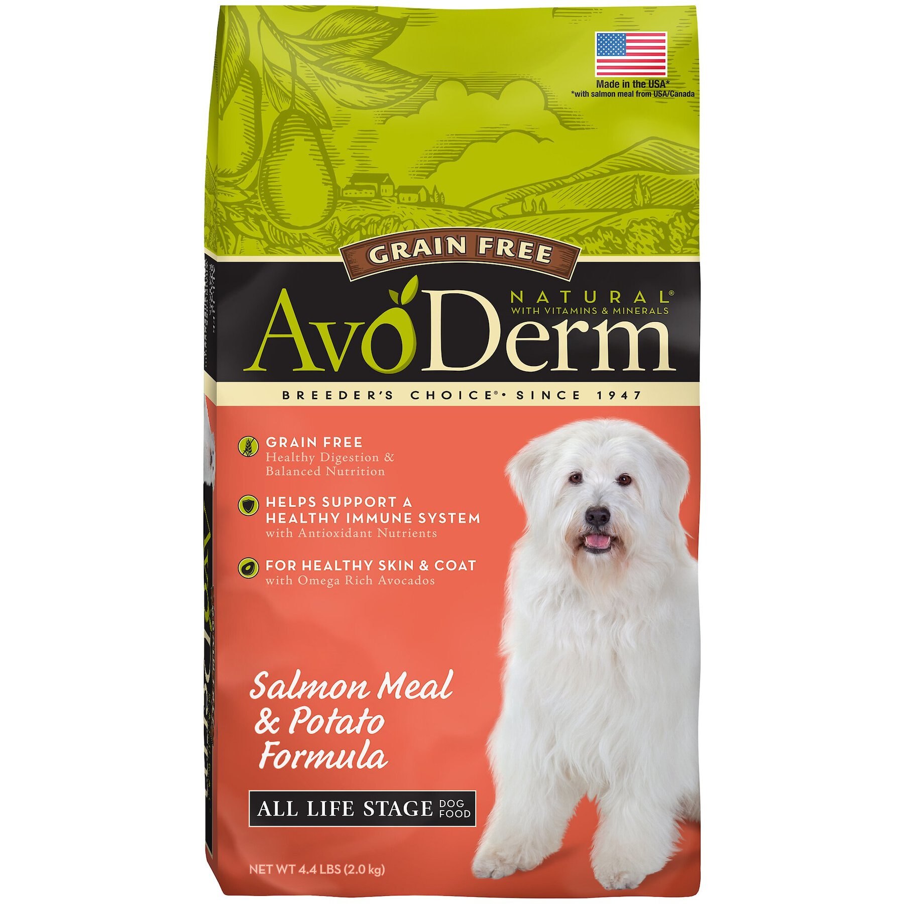 AVODERM Natural Grain Free Salmon Vegetables Formula All Life Stages Dry Dog Food 24 lb bag Chewy