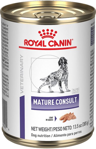 Royal Canin Veterinary Diet Adult Mature Consult Loaf in Sauce Canned Dog Food, 13.5-oz, case of 24 slide 1 of 9
