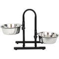 Iconic Pet U Design Adjustable Stainless Steel Pet Double Dog Bowl, 8-cup