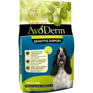 AvoDerm Advanced Sensitive Support Trout & Pea Formula Grain-Free Adult Dry Dog Food, 22-lb bag