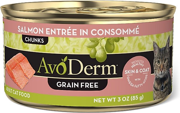AvoDerm Grain-Free Salmon Entree Salmon Consomme Canned Cat Food, 3-oz, case of 24 slide 1 of 6