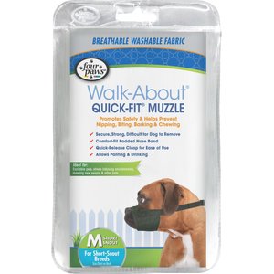 Four Paws Walk-About Quick-Fit Dog Muzzle, M Short Snout Breeds