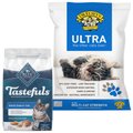 Blue Buffalo Indoor Health Chicken & Brown Rice Dry Food + Dr. Elsey's Precious Cat Ultra Unscented Cat Litter