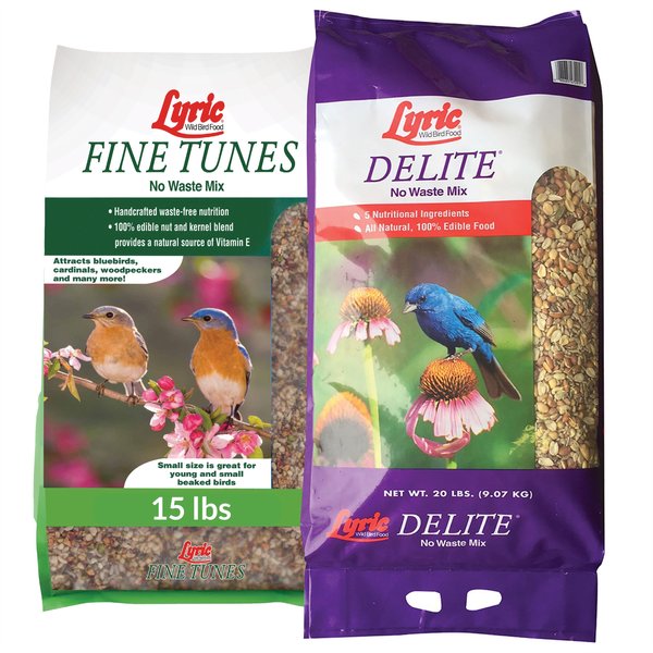 Lyric Delite High Protein No Waste Mix, 20-lb bag + Fine Tunes No Waste Mix Wild Bird Food, 15-lb bag slide 1 of 9
