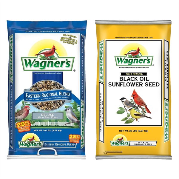 Wagner's Eastern Regional Blend Deluxe, 20-lb bag + Four Season 100% Black Oil Sunflower Seed Wild Bird Food, 20-lb bag slide 1 of 9