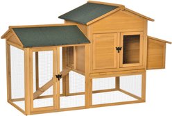 PawHut 66-in Wooden Outdoor Hen House Poultry Habitat with Removable Tray