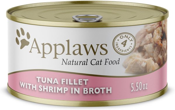 Applaws Tuna Fillet with Shrimp Canned Cat Food, 5.5-oz, case of 24 slide 1 of 7