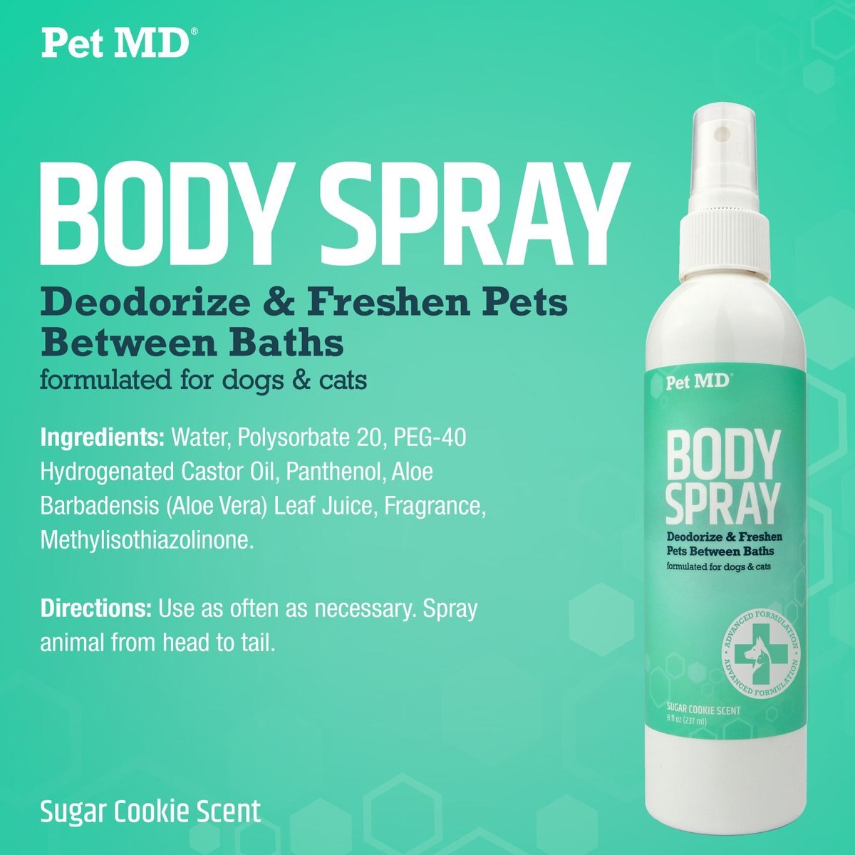 PET MD Deodorizing Sugar Cookie Cat & Dog Body Spray, 8oz bottle