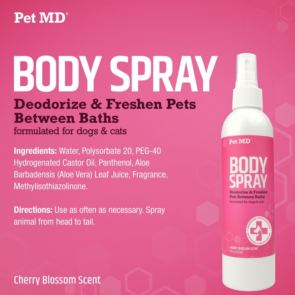 PET MD Deodorizing Japanese Cherry Blossom Cat & Dog Body Spray, 8oz