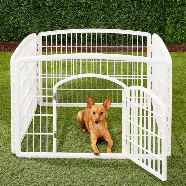 IRIS 4-Panel Plastic Exercise Dog Playpen with Door, White slide 1 of 10