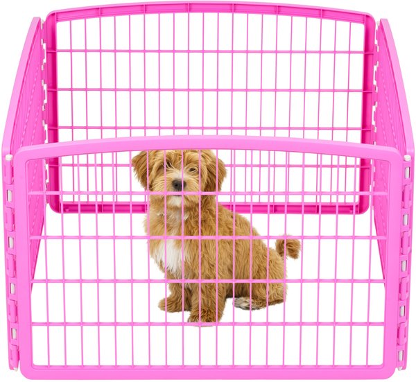 IRIS USA 4-Panel Dog Exercise Playpen, 24-in, Pink slide 1 of 9
