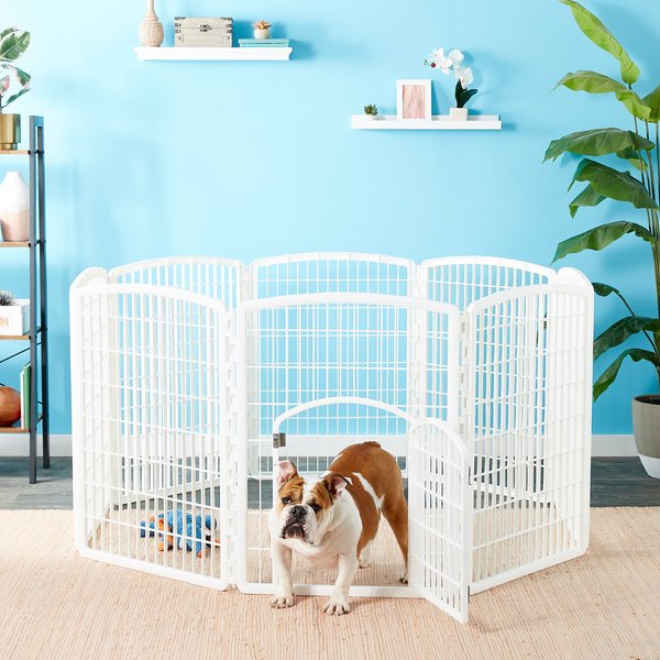 IRIS USA 8-Panel Dog Playpen Fence Enclosure with Door, 34-in, White slide 1 of 9