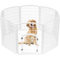 IRIS USA 8-Panel Dog Playpen Fence Enclosure with Door, 34-in, White